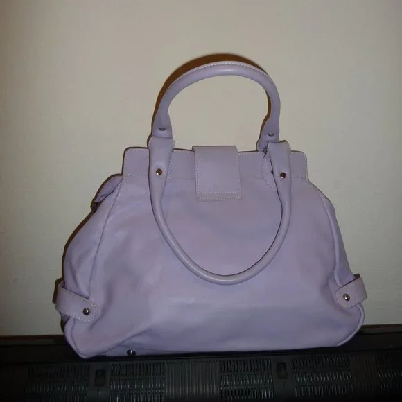 CD Firenze Made in Italy Genuine Leather Turnstyle Buckle Handbag, Lavender Women